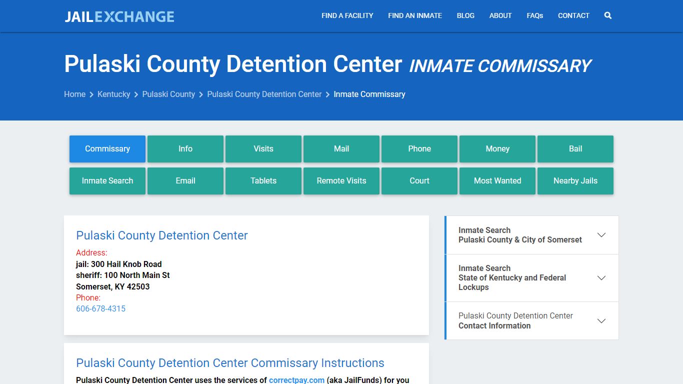 Pulaski County Detention Center Inmate Commissary - Jail Exchange